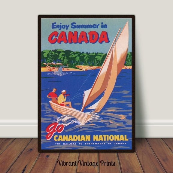 Vintage Sailboat Travel Poster, Unframed Paper Poster 8x10in