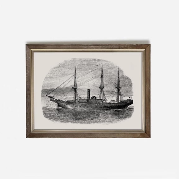 Vintage Sailing Ship Art : Antique Nautical Illustration , F080 Unframed Paper Print