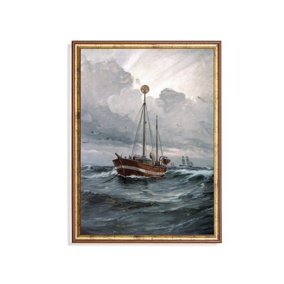 Vintage Sailing Ship Art Poster Moody Nautical Seascape Unframed Paper Print