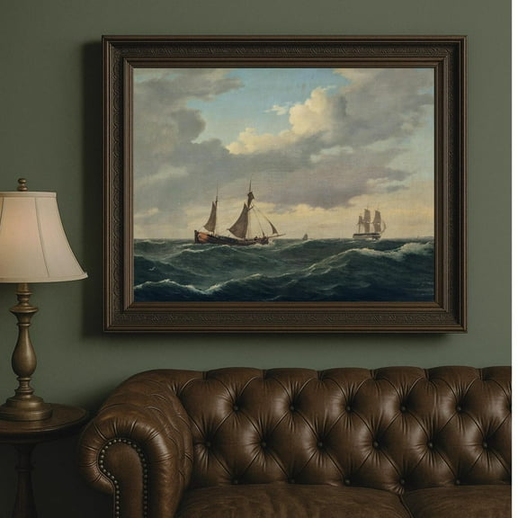 Vintage Sailing Ship Art Poster Stormy Ocean, Nautical Wall Decor Home Decor, 24x36 UNFRAMED