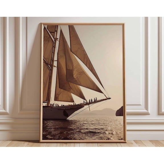 Vintage Sailing Ship Ocean Wall Art, Unframed Paper Poster 8x10in