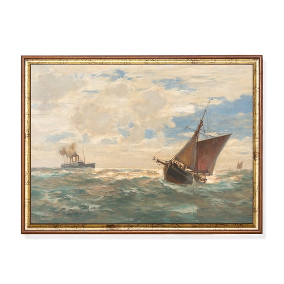 Vintage Sailing Ship Poster Antique Nautical Seascape Art Mailed Poster Home Decor, 16x24 UNFRAMED