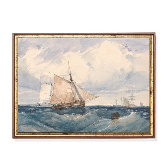 Vintage Sailing Ship Poster Antique Nautical Seascape Art Unframed Paper Print