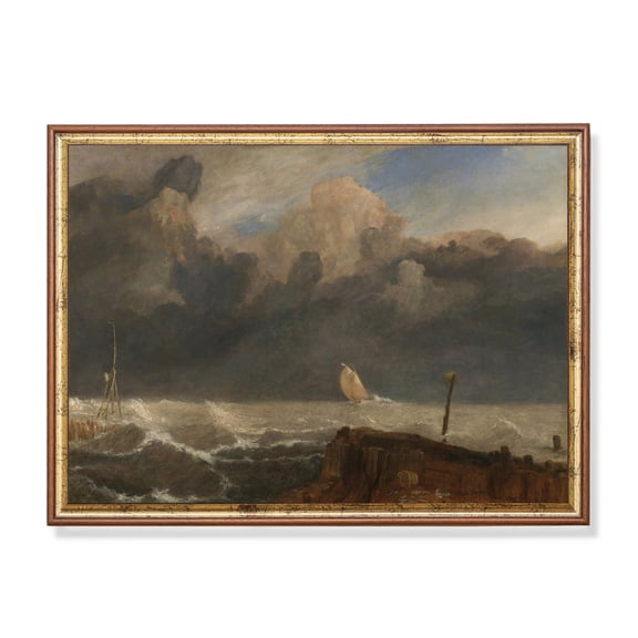 Vintage Sailing Ship Poster Moody Maritime Seascape, Coastal Art Unframed Paper Print