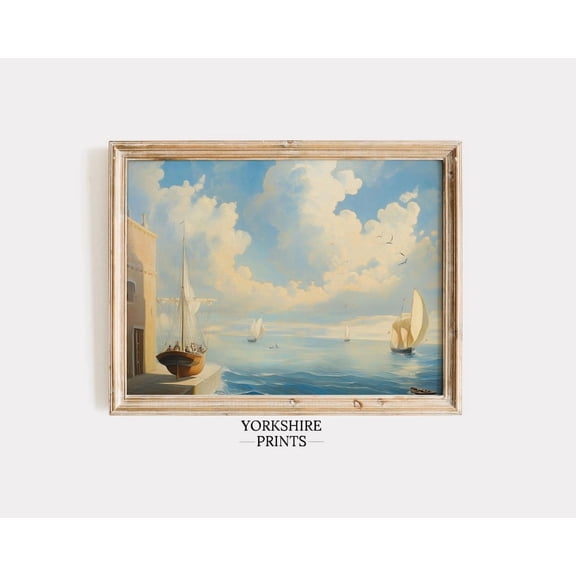 Vintage Sailing Ship Print, Nautical Seascape Home Decor #3752, 8x12 UNFRAMED
