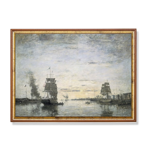 Vintage Sailing Ship Seascape Poster, Antique Nautical Art Home Decor, 8x12 UNFRAMED