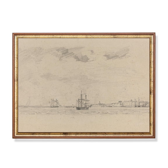 Vintage Sailing Ship Sketch Nautical Seascape Art Print Poster, Size 8x12 UNFFRAMED F03.1.7l1038