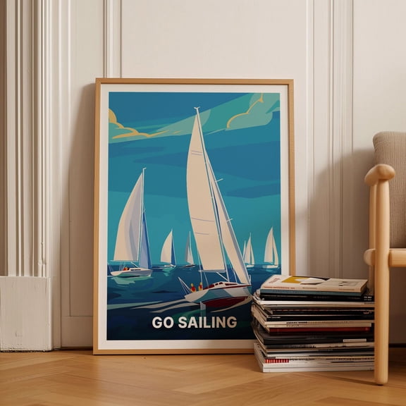 Vintage Sailing Travel Poster, Nautical Ocean Art, C20-1324 Physical Wall Art , Poster Print Only