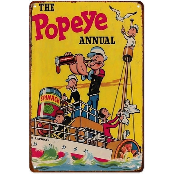 Vintage Sailor Cartoon Metal Tin Sign, 8 x 12 Inch Retro Nautical Wall Decor for Garage, Farmhouse, Shop, Garden, Yard, Home