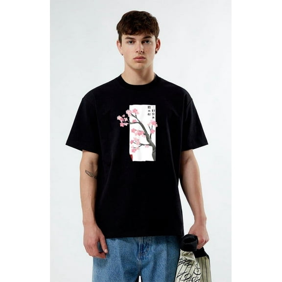 Vintage Sakura T-Shirt with Japanese Cherry Blossom Symbol, for men & women, up to size 5XL. Tee shirt Adults