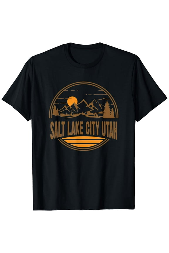 Vintage Salt Lake City, Utah Mountain Hiking Souvenir Print T-Shirt