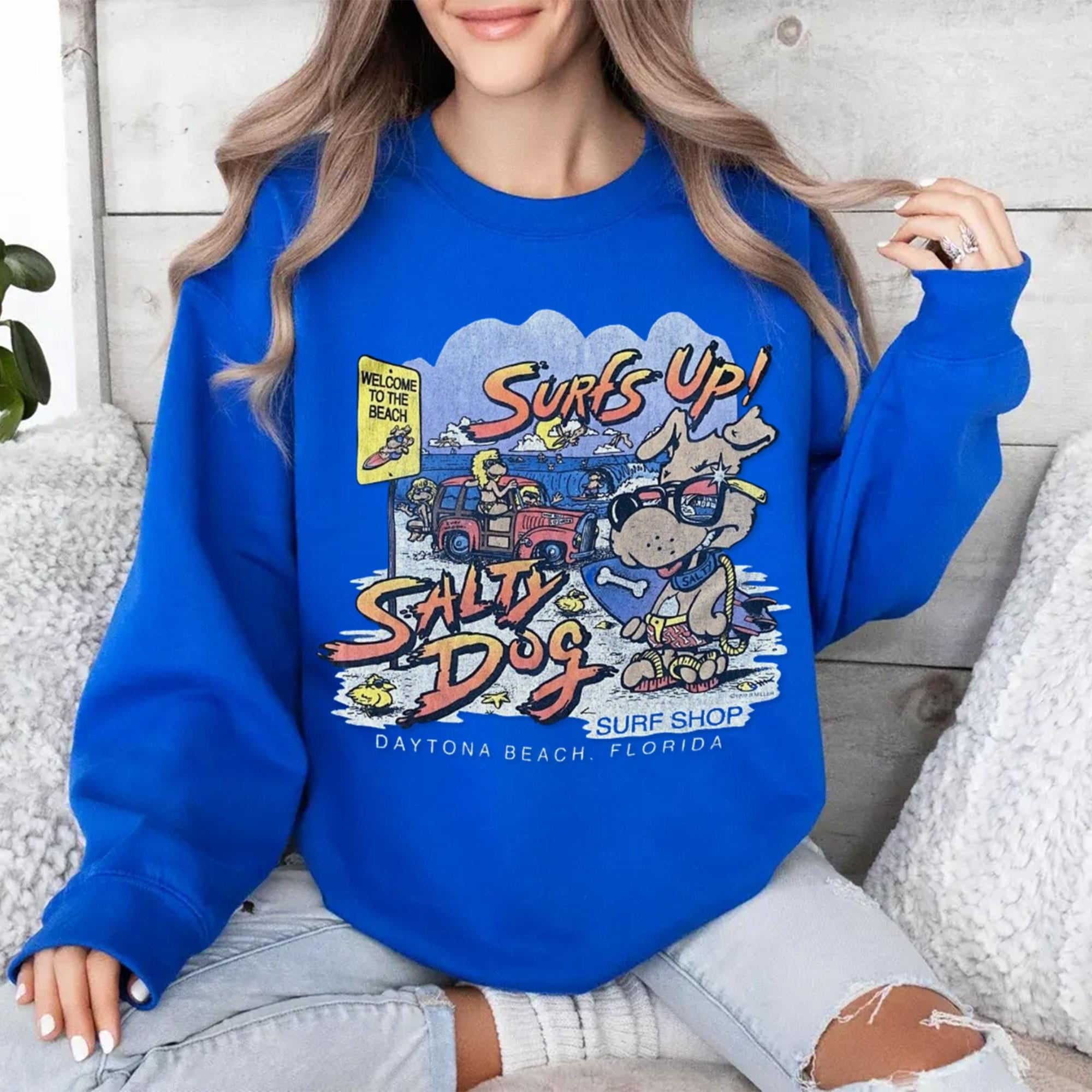 Vintage Salty Dog Surf Shop Sweatshirt Short Sleeve Daytona Beach FL LIMITED EDITION 11 COLOR OPTIONS NEW INSTOCK Walmart