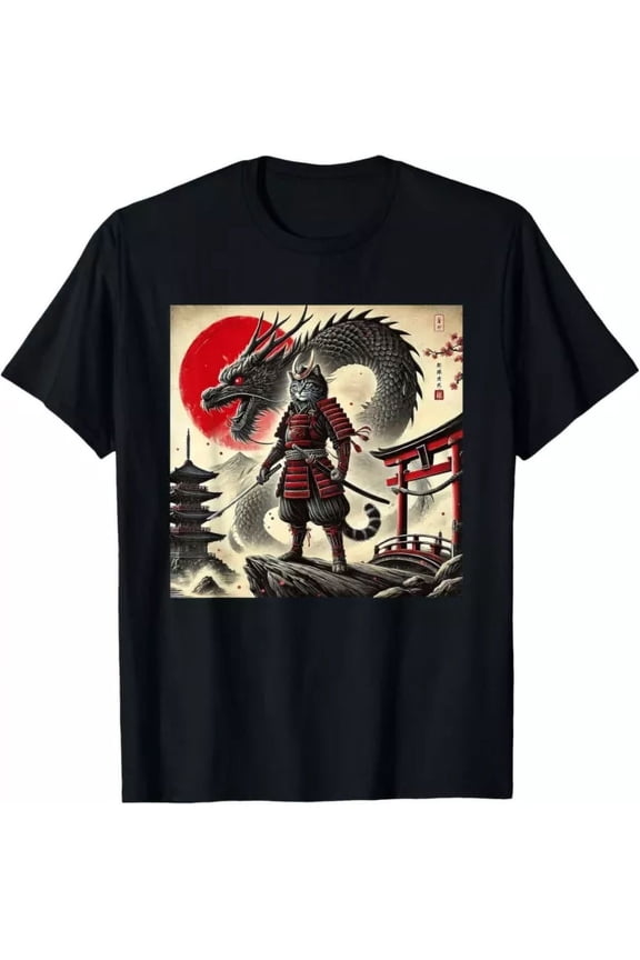 Vintage Samurai Cat Graphic Warrior Japanese Cat Ninja Men Women Hoodie Or T-Shirtbirthday Gifts