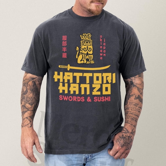 Vintage Samurai Sword Graphic Tee - Hattori Hanzo Design on Comfort Colors for Movie Lovers