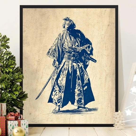 Vintage Samurai Warrior Art Print Japanese Illustration Home Decor Office Wall Art