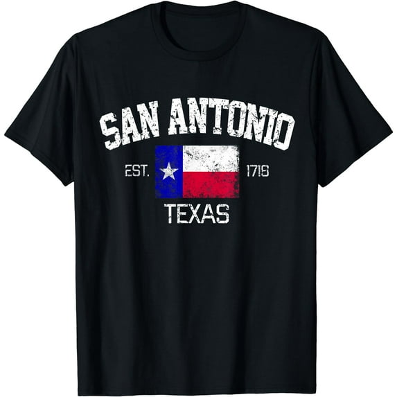 Vintage San Antonio Texas Est. 1718 Gift T-Shirt Black Small