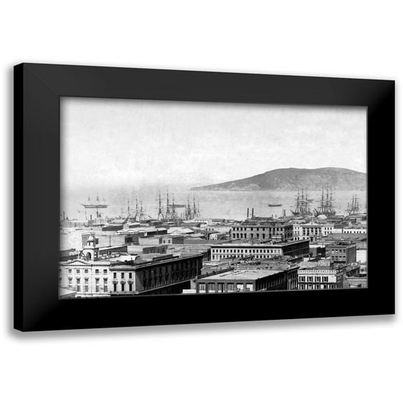 Vintage San Francisco 14x11 Black Modern Framed Museum Art Print Titled - City Bay View, San Francisco, CA