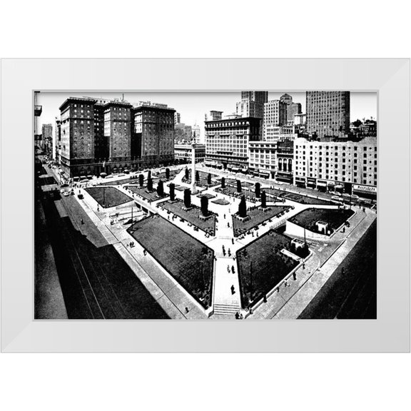 Vintage San Francisco 14x11 White Modern Wood Framed Museum Art Print Titled - Union Square, San Francisco, CA