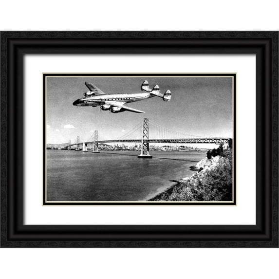 Vintage San Francisco 18x13 Black Ornate Wood Framed with Double Matting Museum Art Print Titled - Leaving San Francisco