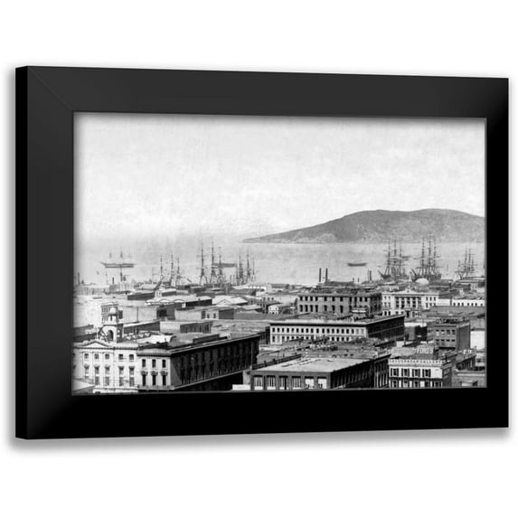 Vintage San Francisco 24x17 Black Modern Framed Museum Art Print Titled - City Bay View, San Francisco, CA