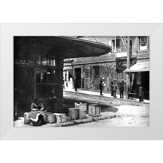 Vintage San Francisco 24x17 White Modern Wood Framed Museum Art Print Titled - Old Chinatown, San Francisco, CA