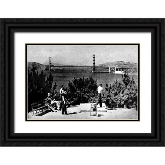 Vintage San Francisco 32x23 Black Ornate Wood Framed with Double Matting Museum Art Print Titled - A Beautiful Shot, San Francisco, CA
