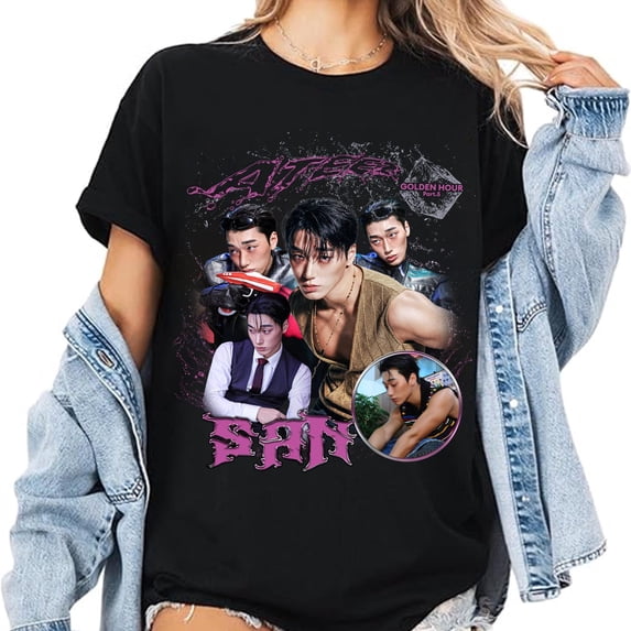 Vintage San Graphic T-Shirt, Ateez Golden Hour Part 5 Tee