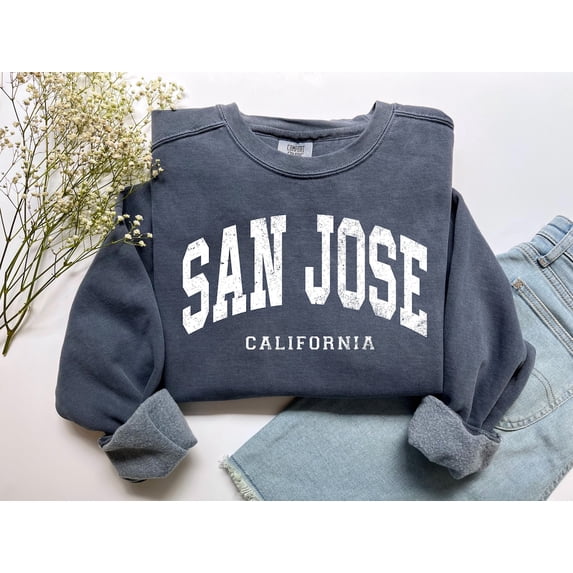 Vintage San Jose Sweatshirt: Distressed College Style Crewneck Sweatshirt All Size S-5XL