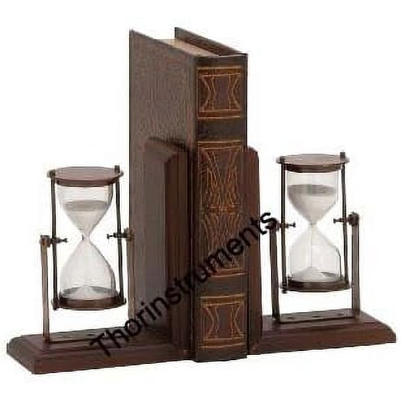 Vintage Sand Timer Wooden Books Library Office Desk Decor Collectable Bookends Rustic Vintage Home Decor Gifts