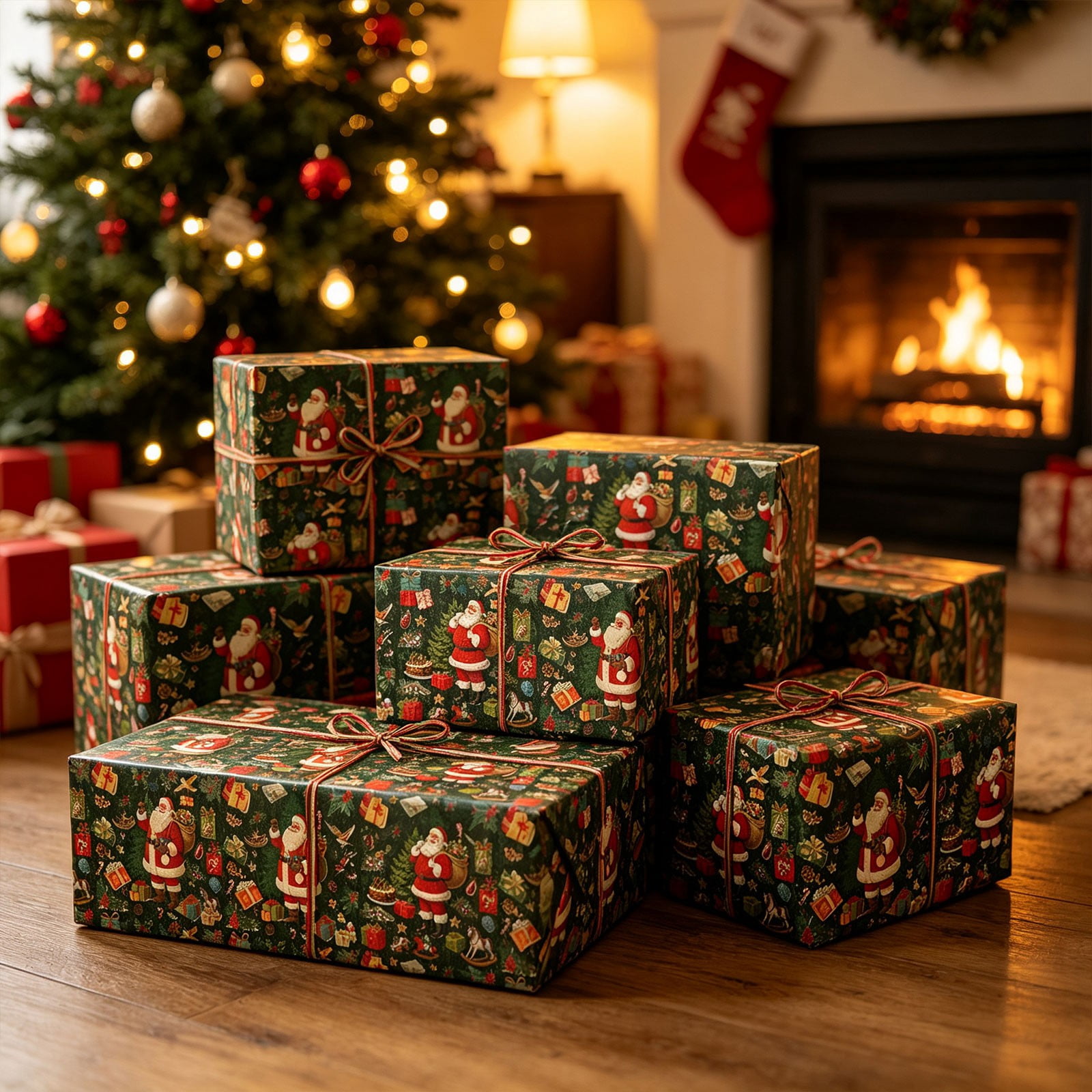 Santa Items Vintage Santa Christmas Gift Wrapping Paper, Printting Santa Claus ...