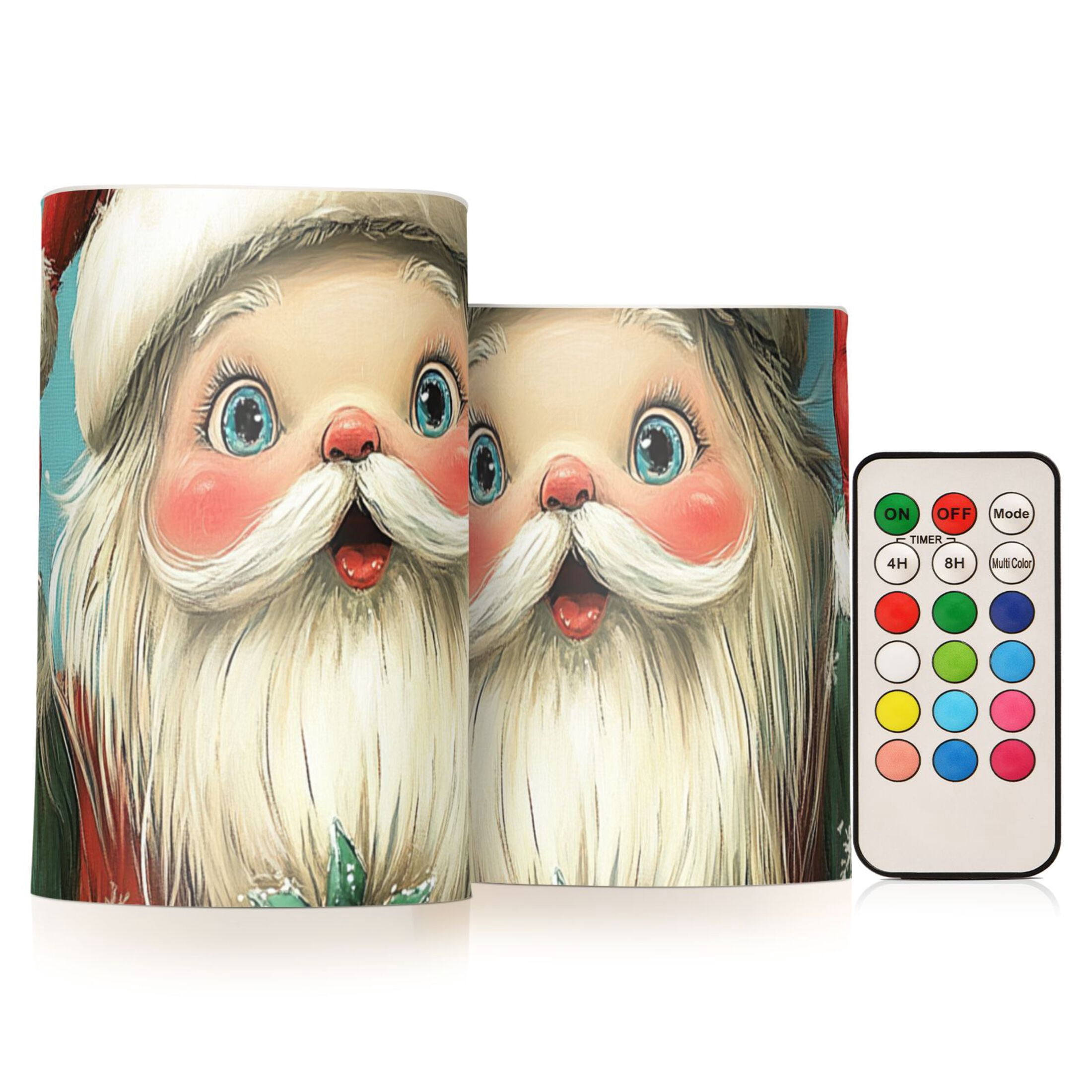 DRomance Santa Claus Flameless Candles With Remote – Real Wax LED Pillar Candles For Christmas Decor