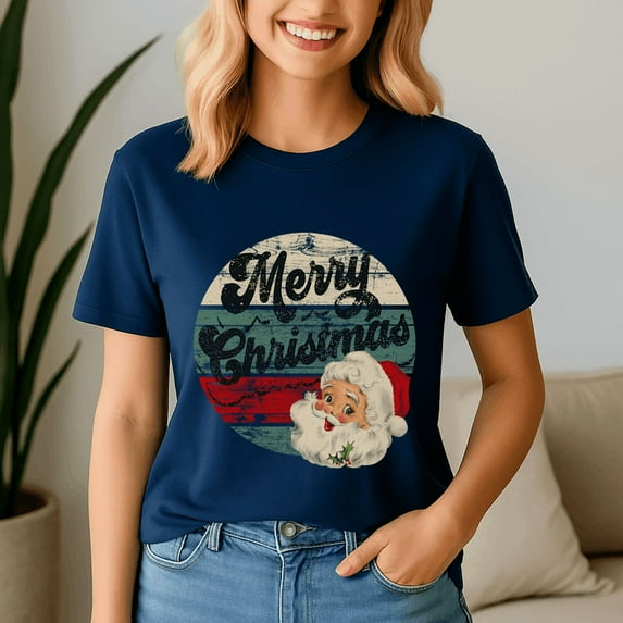 Vintage Santa Claus Merry Christmas Face Old Fashioned, Retro Christmas Shirt, Xmas TShirt, Cute Santa Claus Holiday, Merry Christmas Gift