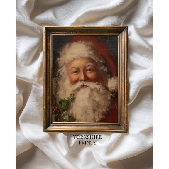 Vintage Santa Claus Portrait, Classic Winter Wall Art, Print UNFRAMED Poster, Wall Art for Decor, Present, 12x18