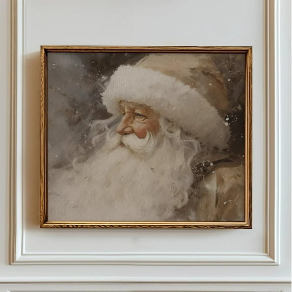 Vintage Santa Claus Poster Rustic Santa Wall Decor Winter Canvas Art Prints Painting Picture Artwork Home Christmas Decoration for Beige Holiday Bedroom No Frame