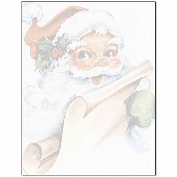 Vintage Santa Letterhead Printer & Copy Christmas, Holiday Paper, 100 Sheets per Pack