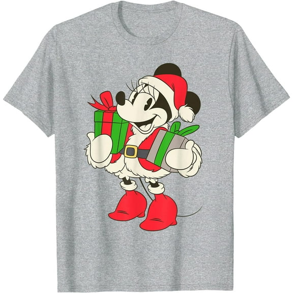 Vintage Santa Minnie Mouse Holiday Christmas DTG Print Unisex T-Shirt