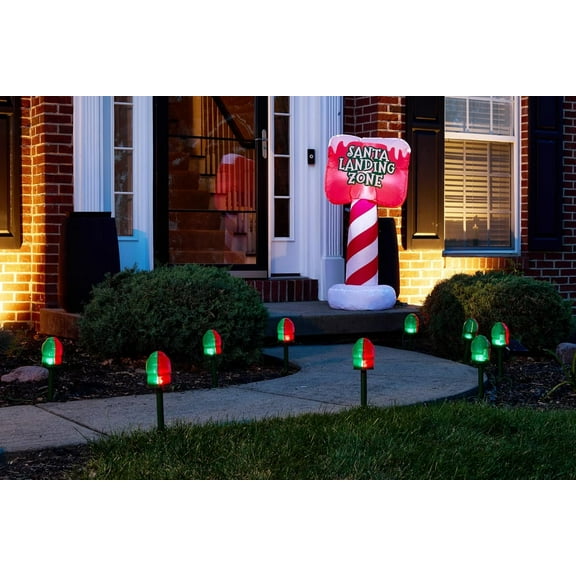Vintage Santa Runway Lights with Santa Landing Zone Inflatable Sign