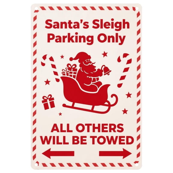 Vintage Santa'S Sleigh Parking Metal Sign: Festive Holiday Decor Christmas Decorations 8x12 Picture Frame