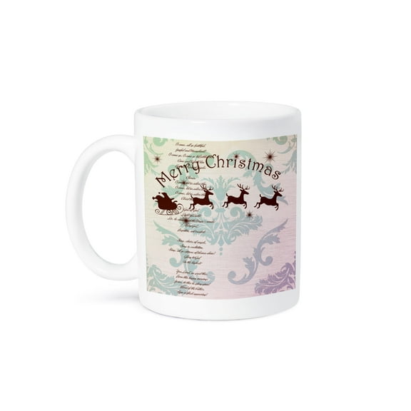 3dRose, Vintage Santa Sleigh with Christmas Carol , 11oz Mug