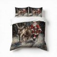 thumbnail image 1 of Vintage Santa With Reindeer Bedding Set 3 Pcs Soft Microfiber Quilt Cover For Bedroom Decor, Comforter Cover With 2 Pillowcase, 1 of 5