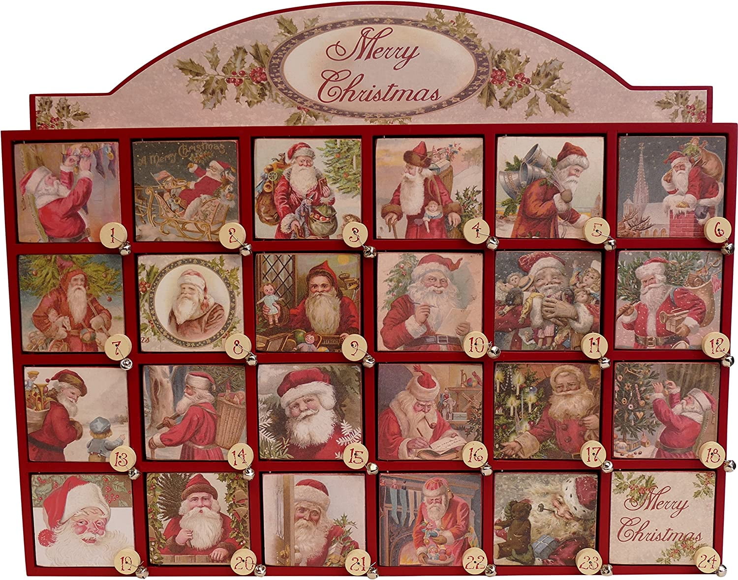 Vintage Santa Wooden Advent Calendar with Doors from Primitives by
