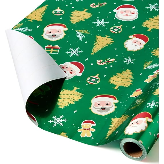Vintage Santa Wrapping Paper Roll – 1 Roll 17”x 33 ft Christmas Gift Packing Supply Green Gift Wrapping Paper for kids Adults Christmas Holiday Decoration