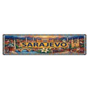 Vintage Sarajevo Bosnia Flag Pattern Vintage Metal Tin Sign Plaque Wall Decor for Cafe, Club, Garden Metal Poster 4x16Inch
