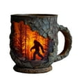 thumbnail image 1 of Vintage Sasquatch Coffee Mug 14oz – Bark Textured Camping Cup with Fiery Forest Design for Hikers, Campers, Nature Enthusiasts, Wilderness Gift for Home Kitchen or Travel(Black), 1 of 4