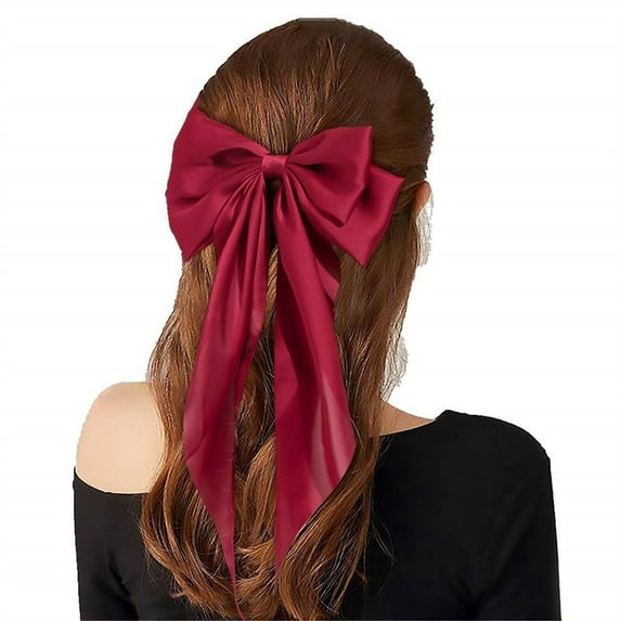 Vintage Satin Bow Hair Clip for Women Fashion Ribbon Bowknot Hairpin Accessory