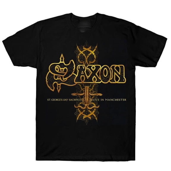 Vintage Saxon Band Concert Tour Cotton Black Unisex T-Shirt S-5XL
