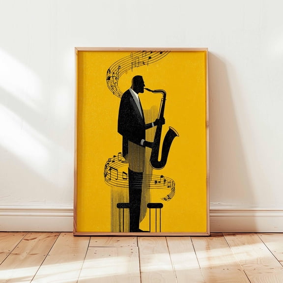 Vintage Saxophone Jazz Music Poster Unframed Paper Print