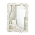 thumbnail image 1 of Sintosin Wall Mirror 16"x12", White Vintage Scalloped Bathroom Mirror with Distressed Wood Frame, Farmhouse Decorative Vanity Mirror for Bathroom, Bedroom, Dressing Room, 1 of 9