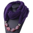 thumbnail image 1 of Vintage Scarf For Women Imitation Pearls Pendant With Necklace Soft Winter Neck Wrap Infinity Scarves Purple 180x48, 1 of 2
