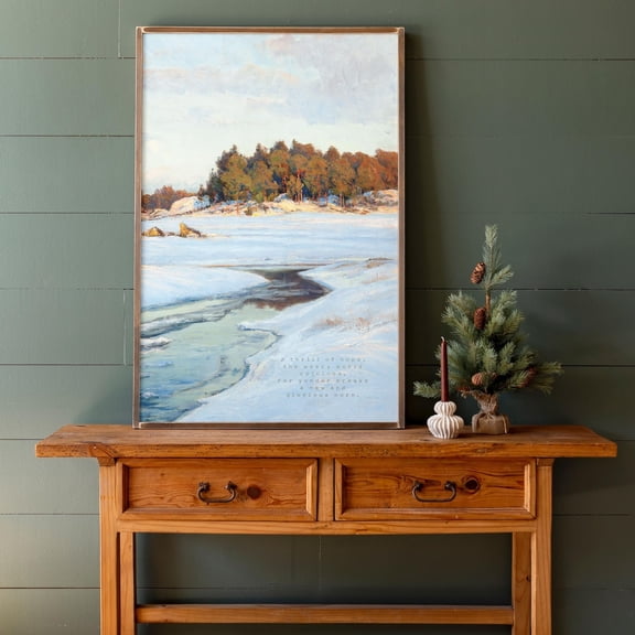 Vintage Scene Wall Art Winter Picture, Unframed Canvas 12x16in